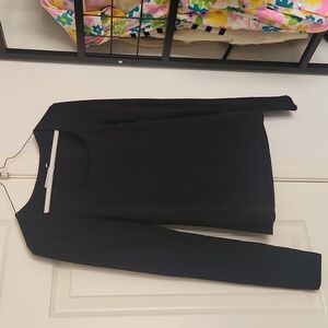 Dorothee Schumacher Black Deep Scoop Neck Cotton Blend Jersey Shirt Size 2